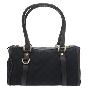 Gucci Boston Bag GG Canvas Leather Black Handbag